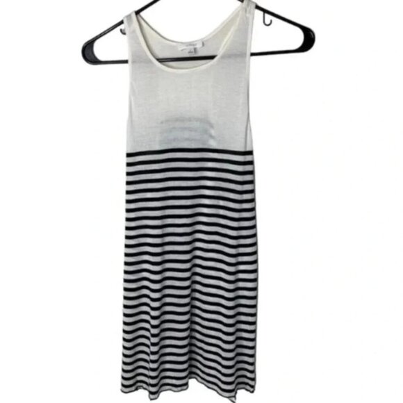 Aritzia Wilfred Tank Top Striped Racerback Side Split Hem White Black Size XS - Picture 2 of 11